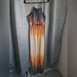 I.N. STUDIO Orange Sleeveless Halter Maxi Dress - Size 6 - EUC